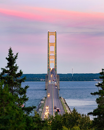 Twilight at Mackinac Bridge