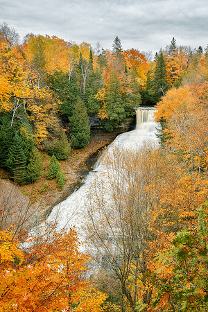 Laughing Whitefish Falls framed in Autumn