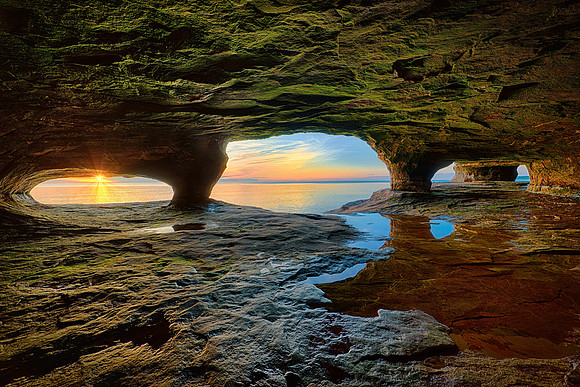 Sea Cave Sunset paradise Point Lake Superior