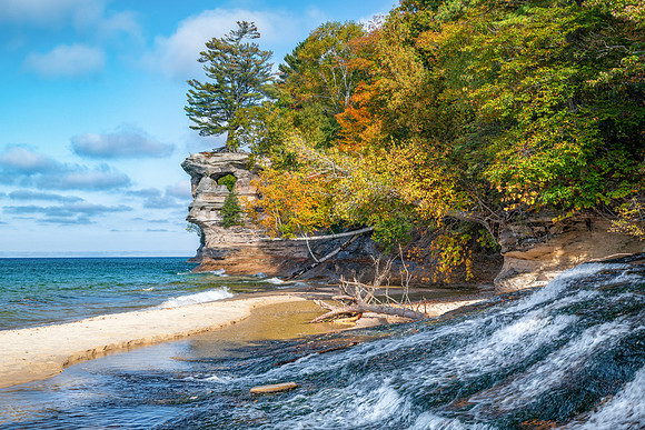 Chapel Falls and Chapel Rock, Pictured Rocks National Lakeshore