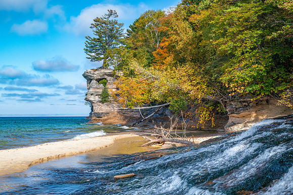 Chapel Falls and Chapel Rock, Pictured Rocks National Lakeshore