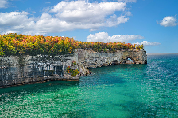 Fall colors at Grand Portal Point, Pictured Rocks