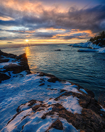 Black Rocks Winter Sunrise, Marquette, MI