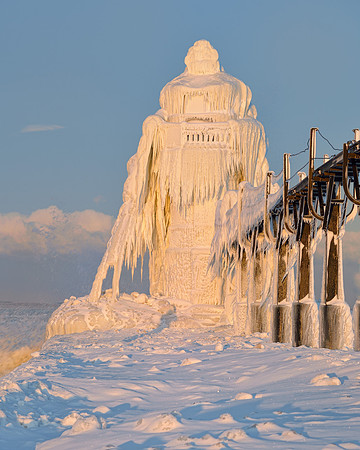 Ice encased St. Joseph Lighthouse