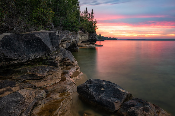 Twilight at Paradise-Lake Superior near Munising, MI