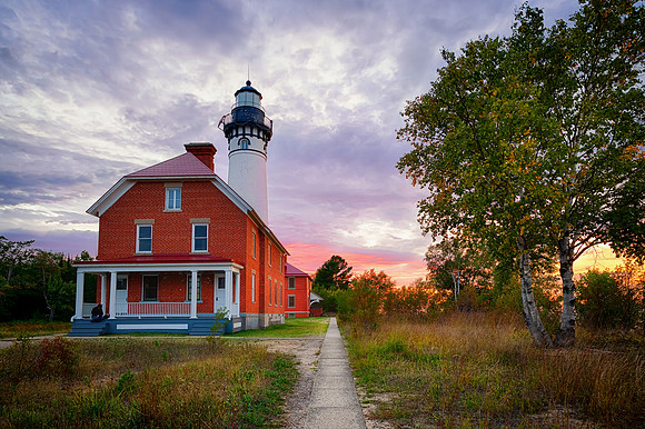 Early Autumn sunset at Ausable Point Lighthouse