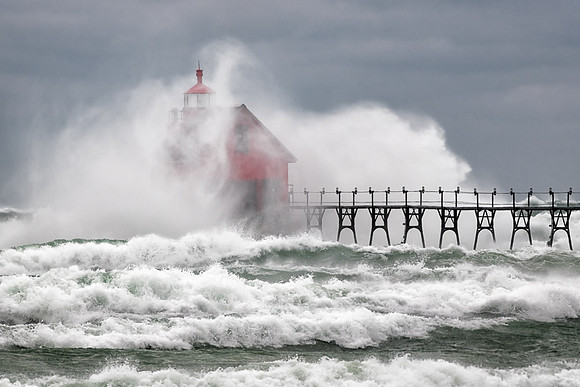 Grand Haven Lighthouse-Storm Spray