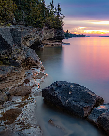 A calming sunset at Paradise-Lake Superior-Upper Michigan-Vertical