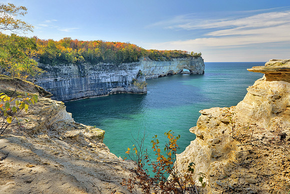 Autumn at Grand Portal Point Pictured Rocks National Lakseshore.