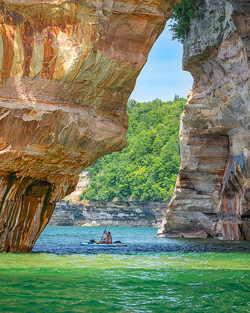 Paddle Boarders under Lovers Leap, Pictured Rocks National Lakeshore