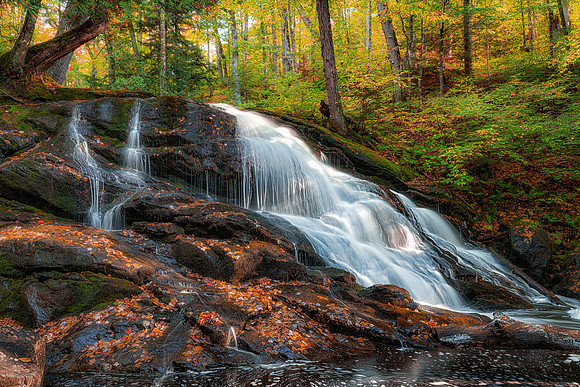 Baraga Falls Evening Autumn Light