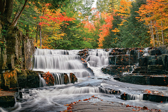 "Leaves on the Stream" Quartzite Falls, Baraga County