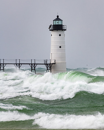Big rollers at Manistee Lighthouse