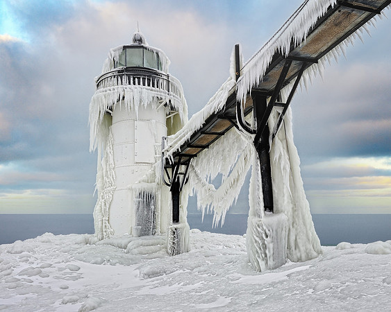 "Frozen Light" St. Joseph Northpier Lighthouse, St. Joseph, Michigan
