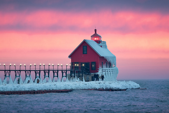 Grand Haven Ligjthouse Winter Twilight