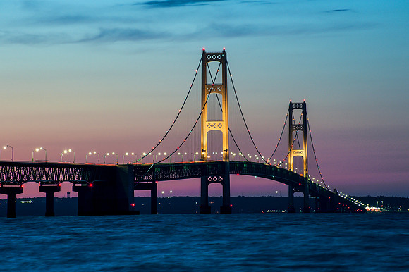 Sunset at Mackinac Bridge - St. Ignace Michigan