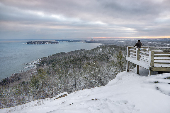 Winter dawn at Sugarloaf Mountain, Marquette, Michigan