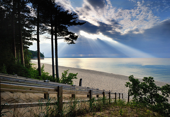 "Crepuscular  rays" Miners Beach Pictured Rocks National Lakeshore