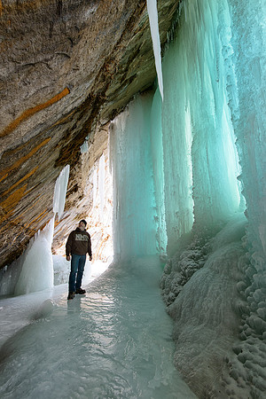 Grand Island ice cave and the photographer