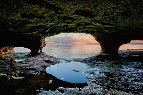 Lake Superior cave Upper Michigan