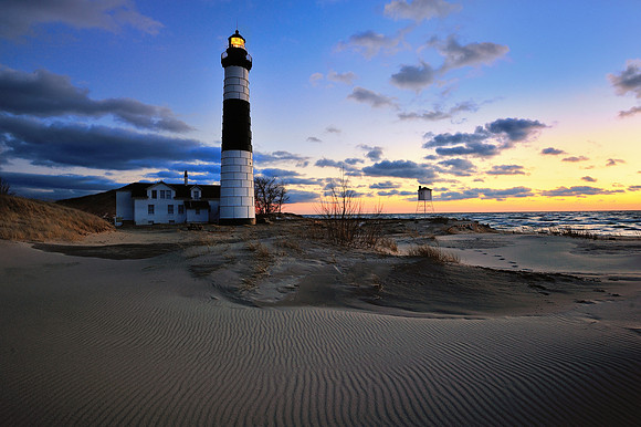 Winter sunset at Big Sable Point Lighthouse, Ludington State Park