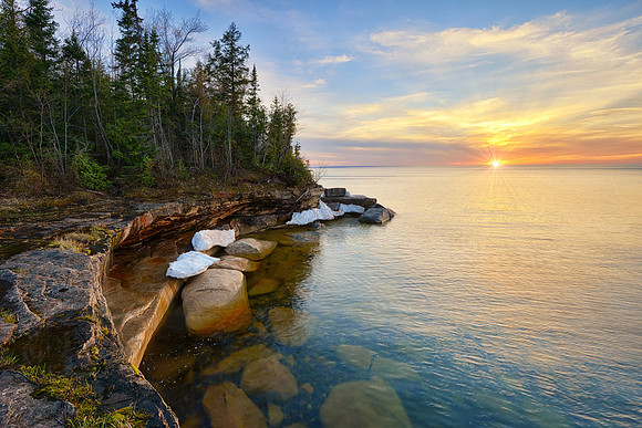 paradise Point Sunset , Lake Superior near Christmas, Michigan