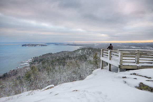Winter dawn at Sugarloaf Mountain, Marquette, Michigan