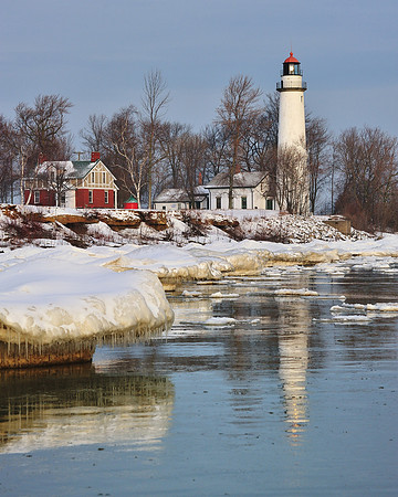 Wintertime sunrise at Point Aux Barques Lighthouse