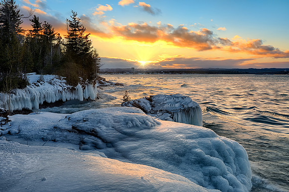 Presque Isle Winter Sunset, Marquette, Michigan