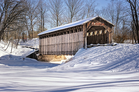 "Long shadows of Winter" Fallassburg Covered Bride, Lowell, Michigan
