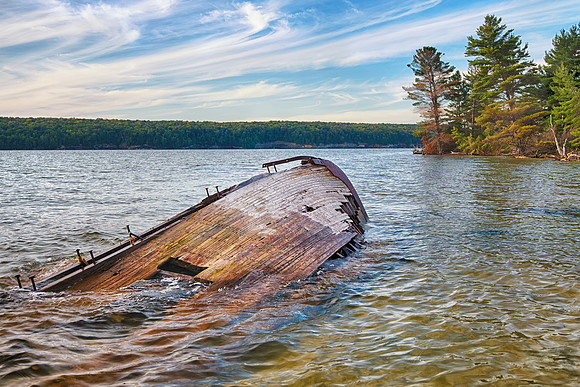 "Shipwrecked"  Sunken boat at Sand Point, Munising, Michigan
