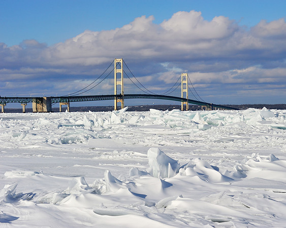 "Icy Straits" Winter at Mackinac Bridge, Michigan USA