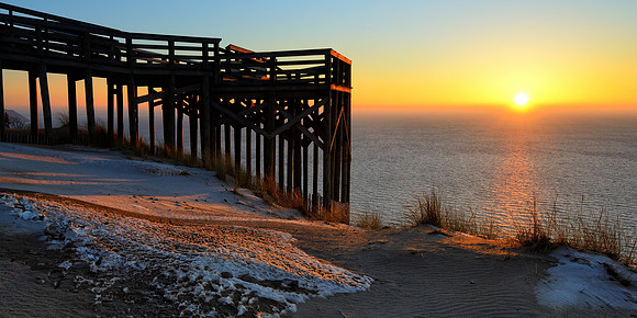 Lake Michigan overlook platform at Sleeping Bear Dunes.