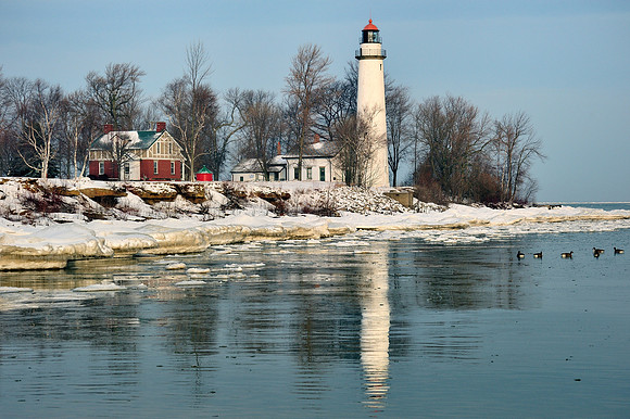 Winter reflections - Point Aux Barques Lighthouse