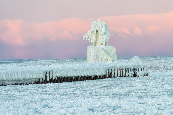 The St.Joseph south pier beacon encased in ice