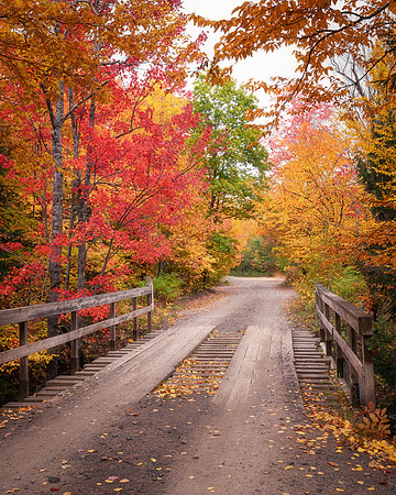 Wooden Bridge over the slate river
