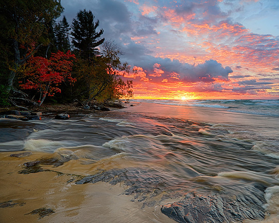 Hurrican River sunset Pictured Rocks National Lakeshore