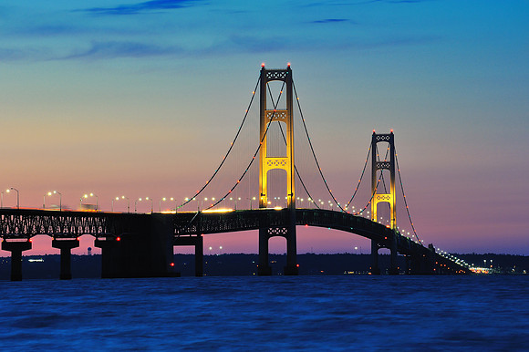 Sunset at Mackinac Bridge - St. Ignace Michigan