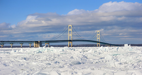 Wintertime at Mackinac Bridge