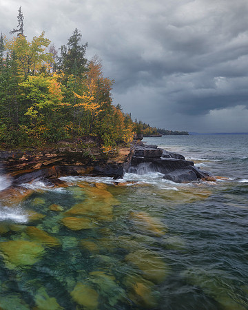lake superior cove autumn storm-vertical
