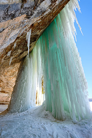 Beautiful ice columns at Lake Superiors Grand Island