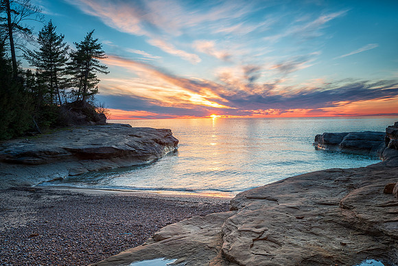 Sunset at the Coves - Pictured Rocks