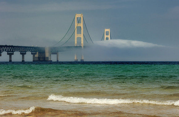 "Bridge to Nowhere" Foggy Mackinac Bridge - Mackinaw City , Michigan