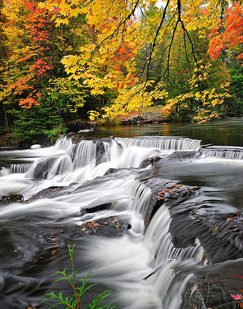 Autumn Waterfall  -Upper Bond Falls - paulding, Michigan