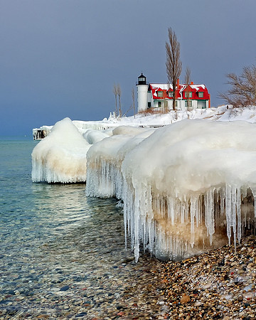 Icicles at Point Betsie Lighthouse..
