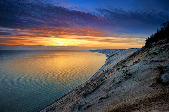 "Grand Sable Dawn" (Log Slide) Grand Sable Dunes - Pictured Rocks National lakeshore